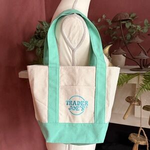 Trader Joe's Mint and Cream Canvas Tote